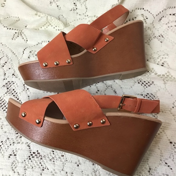 Parker & Sky- Orange Wedge Sandal - Picture 2 of 8